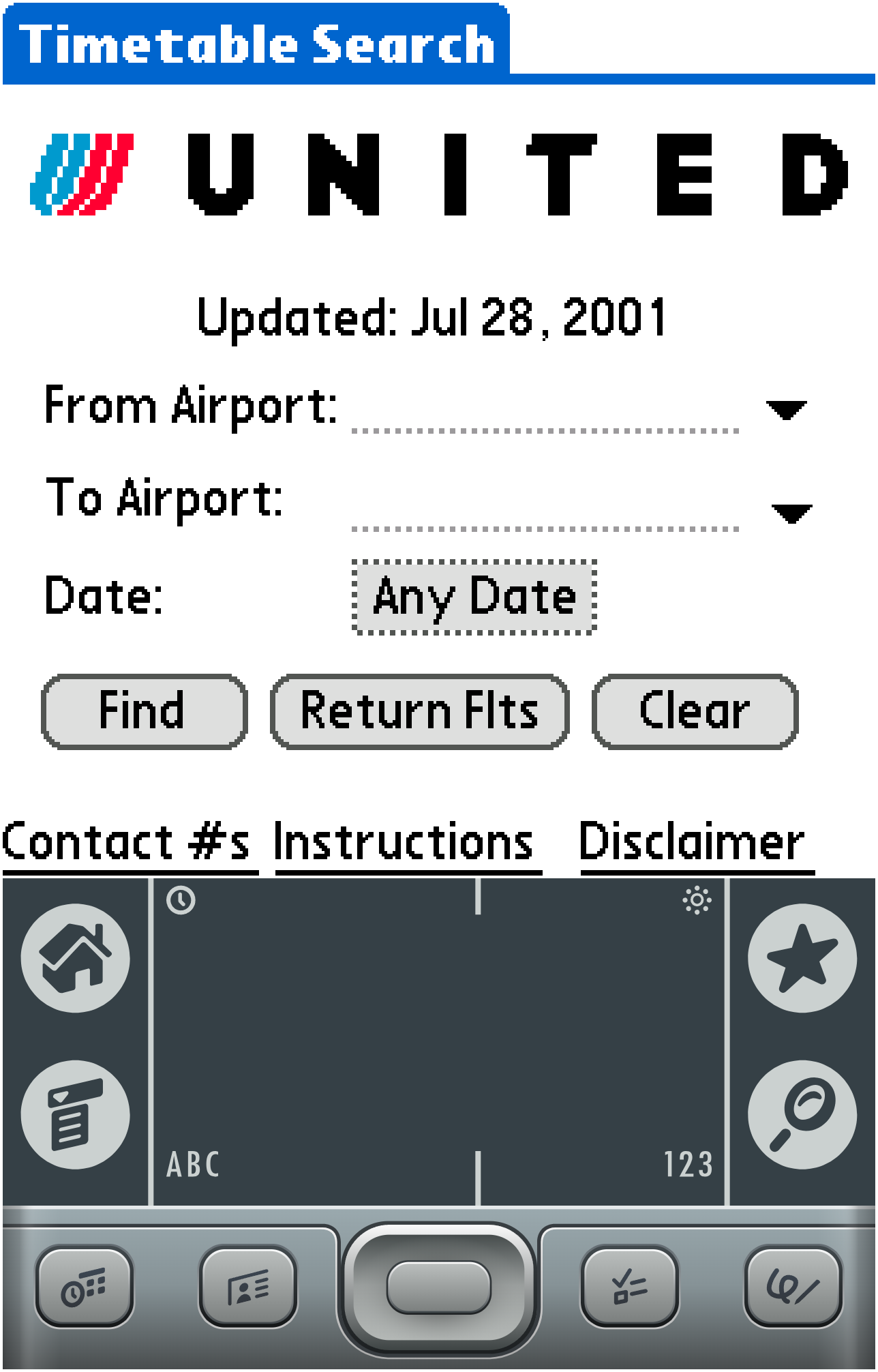 United Worldwide Timetable (PocketFly PalmOS)